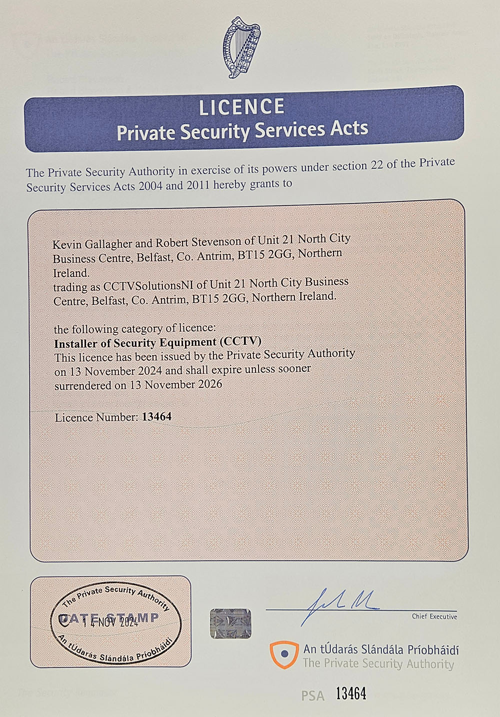 PSA License PSA License